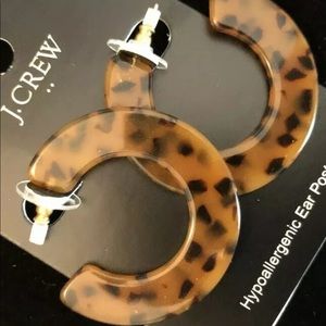 NWT J.Crew FLAT TORTOISE HOOP EARRINGS Cheetah